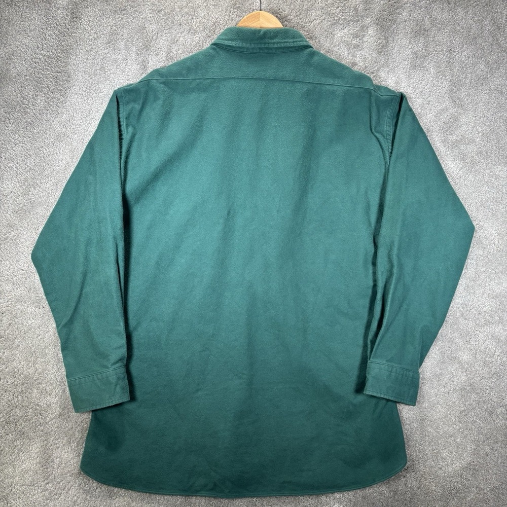 Vintage LL Bean Chamois Cloth Shirt Womens 18 Deep Teal Green Heavy Made In USA - Picture 4 of 6